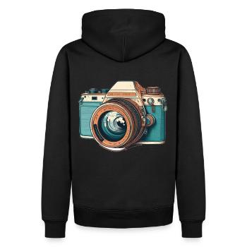Retro-Kamera - Männer Premium Bio Hoodie - Schwarz - Hinten - Nico (187cm)