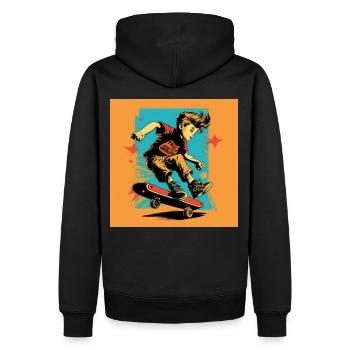 Patineur garçon - Sweat à capuche Premium bio Homme - noir - Dos - Nico (187cm)