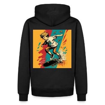 Garçon patineur - Sweat à capuche Premium bio Homme - noir - Dos - Nico (187cm)
