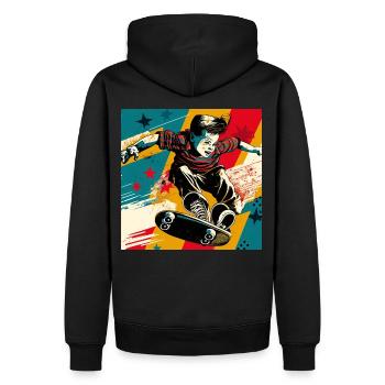 Garçon patineur - Sweat à capuche Premium bio Homme - noir - Dos - Nico (187cm)