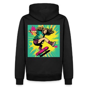 Skater Girl - Sweat à capuche Premium bio Homme - noir - Dos - Nico (187cm)