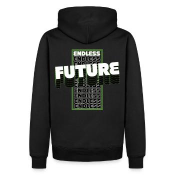 ENDLESS FUTURE - Männer Premium Bio Hoodie - Schwarz - Hinten - Nico (187cm)