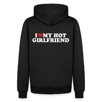 J’aime ma copine chaude ich liebe meine freundin - Sweat à capuche Premium bio Homme - noir - Dos - Nico (187cm)