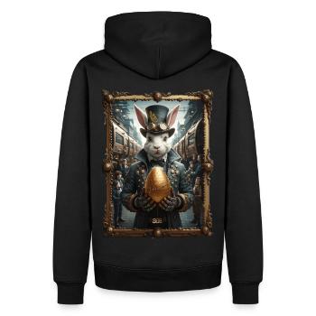 Streampunk - Hase Gemälde Osterhasen - Motiv - Männer Premium Bio Hoodie - Schwarz - Hinten - Nico (187cm)