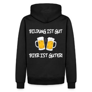 L’éducation, c’est bien, la bière, c’est la bonne bière - Sweat à capuche Premium bio Homme - noir - Dos - Nico (187cm)