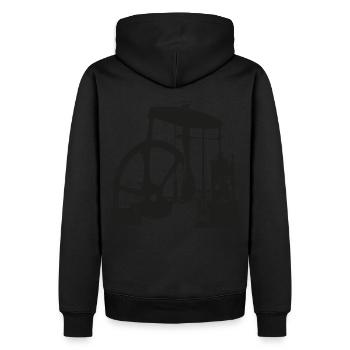 Dampfmaschine - Männer Premium Bio Hoodie - Schwarz - Hinten - Nico (187cm)