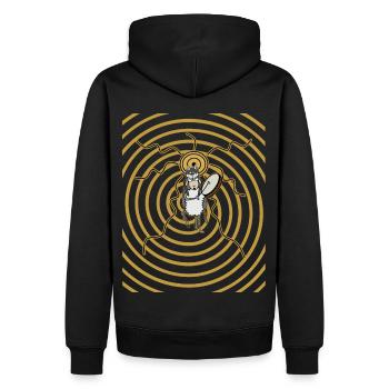 Schamane - Männer Premium Bio Hoodie - Schwarz - Hinten - Nico (187cm)