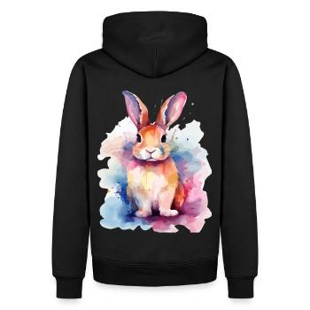 Lapin aquarelle coloré - Sweat à capuche Premium bio Homme - noir - Dos - Nico (187cm)