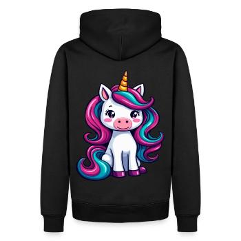 Adorable licorne à la crinière colorée - Sweat à capuche Premium bio Homme - noir - Dos - Nico (187cm)