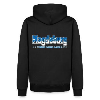 Magdeburg Fussball Fans Mein Leben Lang - Männer Premium Bio Hoodie - Schwarz - Hinten - Nico (187cm)