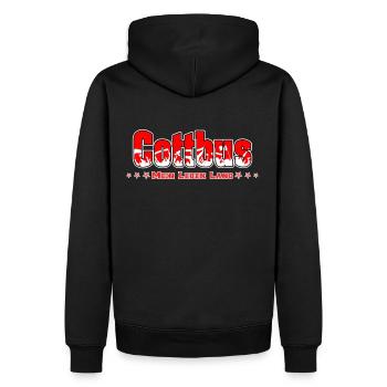 Cottbus Fussball Fans Mein Leben Lang - Männer Premium Bio Hoodie - Schwarz - Hinten - Nico (187cm)