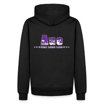 Aue Fussball Fans Mein Leben Lang - Männer Premium Bio Hoodie - Schwarz - Hinten - Nico (187cm)