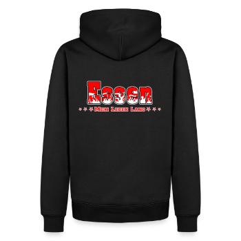 Essen Fussball Fans Mein Leben Lang - Männer Premium Bio Hoodie - Schwarz - Hinten - Nico (187cm)