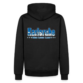 Karlsruhe Fussball Fans Mein Leben Lang - Männer Premium Bio Hoodie - Schwarz - Hinten - Nico (187cm)
