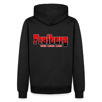 Freiburg Fussball Fans Mein Leben Lang - Männer Premium Bio Hoodie - Schwarz - Hinten - Nico (187cm)