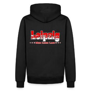 Leipzig Fussball Fans Mein Leben Lang - Männer Premium Bio Hoodie - Schwarz - Hinten - Nico (187cm)