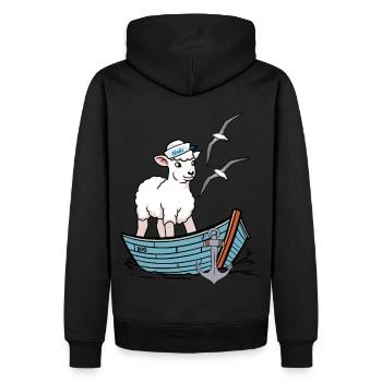 Moin maritim Schaf Boot Schafe Küste Boot - Männer Premium Bio Hoodie - Schwarz - Hinten - Nico (187cm)