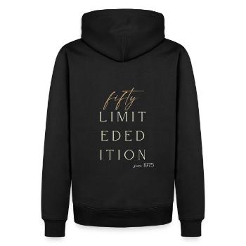 50th Birthday limited edition since 1975 Gift - Men’s Premium Organic Hoodie - black - Back - Nico (187cm)
