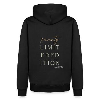 70th Birthday limited edition since 1955 Gift - Men’s Premium Organic Hoodie - black - Back - Nico (187cm)