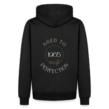 60th Birthday, aged to perfection 1965, gift - Men’s Premium Organic Hoodie - black - Back - Nico (187cm)