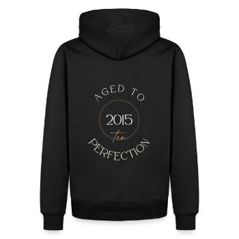 10th Birthday, aged to perfection 2015, gift - Men’s Premium Organic Hoodie - black - Back - Nico (187cm)