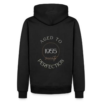 70th Birthday, aged to perfection 1955, gift - Men’s Premium Organic Hoodie - black - Back - Nico (187cm)