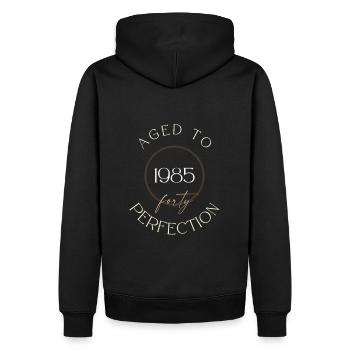40th Birthday, aged to perfection 1985, gift - Men’s Premium Organic Hoodie - black - Back - Nico (187cm)