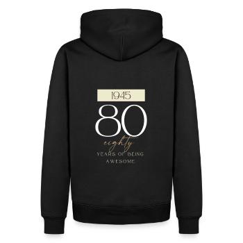 80 Geburtstag years of being awesome 1945 Geschenk - Männer Premium Bio Hoodie - Schwarz - Hinten - Nico (187cm)