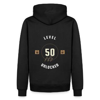 50th Birthday Level fifty unlocked, gift - Men’s Premium Organic Hoodie - black - Back - Nico (187cm)