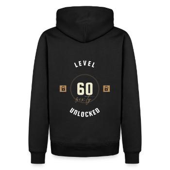60. Geburtstag Level sixty unlocked, Geschenk - Männer Premium Bio Hoodie - Schwarz - Hinten - Nico (187cm)