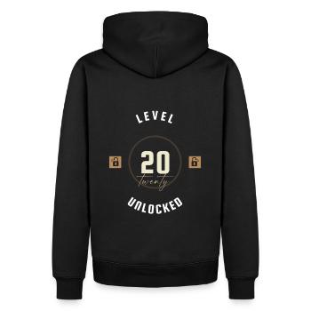 20. Geburtstag Level twenty unlocked, Geschenk - Männer Premium Bio Hoodie - Schwarz - Hinten - Nico (187cm)