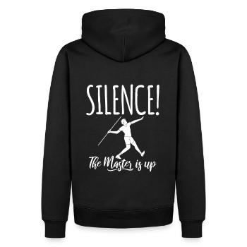 Silence! Le Maître est debout! Lancer du javelot Lancer du javelot - Sweat à capuche Premium bio Homme - noir - Dos - Nico (187cm)