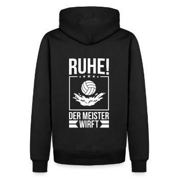 Ruhe! Der Meister wirft - Waterpolo Wasserpolo - Männer Premium Bio Hoodie - Schwarz - Hinten - Nico (187cm)