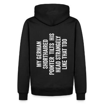 Mon chien incline étrangement la tête comme ça aussi - Sweat à capuche Premium bio Homme - noir - Dos - Nico (187cm)