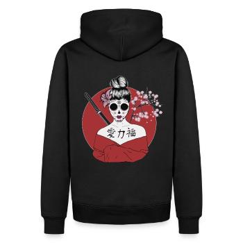 Japanische Geisha Sugar Skull - Männer Premium Bio Hoodie - Schwarz - Hinten - Nico (187cm)