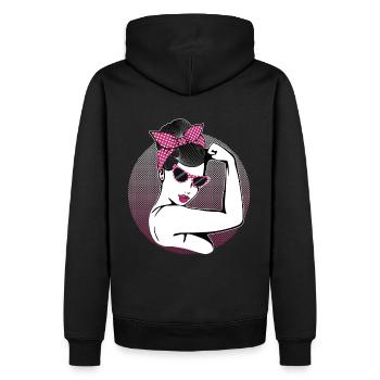 Retro Rockabilly Girl - Männer Premium Bio Hoodie - Schwarz - Hinten - Nico (187cm)
