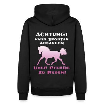 Pferde Reiterin Lustiger Spruch - Männer Premium Bio Hoodie - Schwarz - Hinten - Nico (187cm)