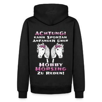 Hobby Horse Geschenkidee - Männer Premium Bio Hoodie - Schwarz - Hinten - Nico (187cm)