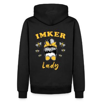 Imker Lady Imker Frauen - Männer Premium Bio Hoodie - Schwarz - Hinten - Nico (187cm)