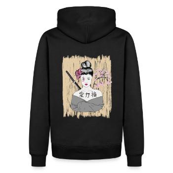 Démons Japonais Geisha Vintage - Sweat à capuche Premium bio Homme - noir - Dos - Nico (187cm)