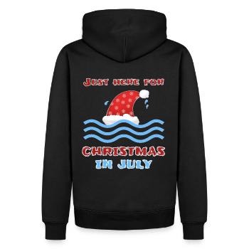 Noël en juillet - Sweat à capuche Premium bio Homme - noir - Dos - Nico (187cm)
