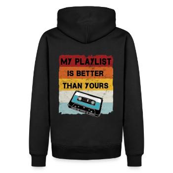 Retro Kassette Cool Musiker - Männer Premium Bio Hoodie - Schwarz - Hinten - Nico (187cm)