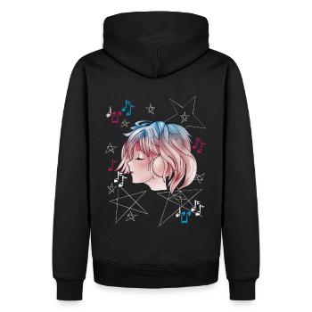 Manga Girl avec Casque Anime - Sweat à capuche Premium bio Homme - noir - Dos - Nico (187cm)