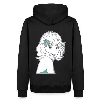 Manga Girl Anime - Sweat à capuche Premium bio Homme - noir - Dos - Nico (187cm)