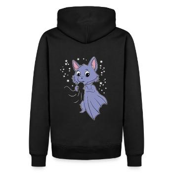 Chauve-souris Kawaii - Sweat à capuche Premium bio Homme - noir - Dos - Nico (187cm)