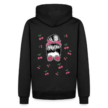 Rockabilly Girl aux cerises - Sweat à capuche Premium bio Homme - noir - Dos - Nico (187cm)