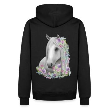 Riding Horses Girls - Men’s Premium Organic Hoodie - black - Back - Nico (187cm)