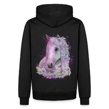 Motif de cheval Aquarelles Cavalier Cadeau - Sweat à capuche Premium bio Homme - noir - Dos - Nico (187cm)