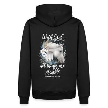 Citation chrétienne Cheval Motif Chevaux Cadeau - Sweat à capuche Premium bio Homme - noir - Dos - Nico (187cm)
