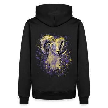 Bunter Widder Sternzeichen - Männer Premium Bio Hoodie - Schwarz - Hinten - Nico (187cm)
